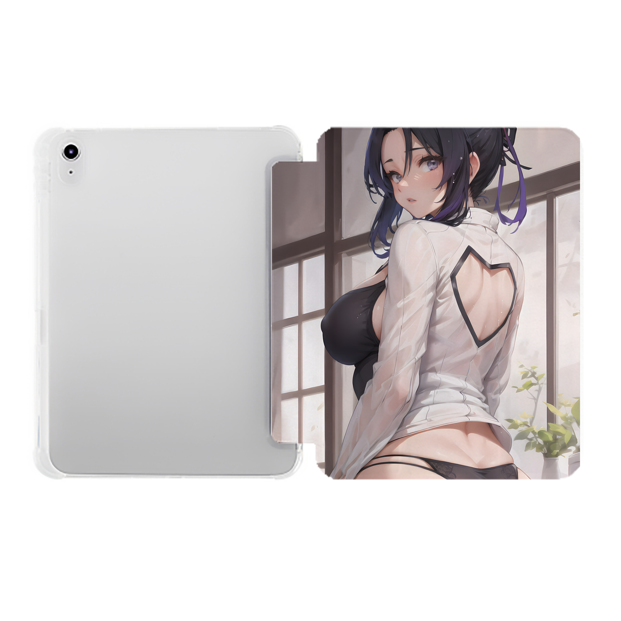 （画像用） 鬼滅の刃（きめつのやいば）蟲柱-胡蝶 しのぶ／こちょう しのぶ Kochou Shinobu IPad ケース ペン収納付き 三つ折りスタンド PUレザー×シリコン 対応機種9.5/10.5/10.9インチ